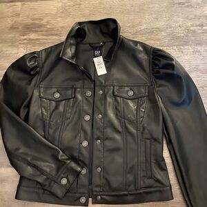 GAP Women's Classic Black Leather Jacket